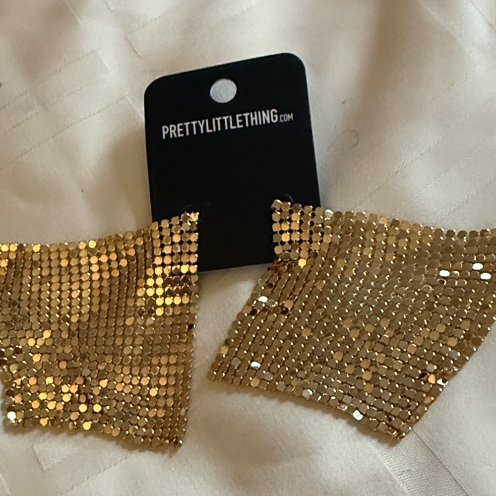 PrettyLittleThing Gold Sequin Earrings
